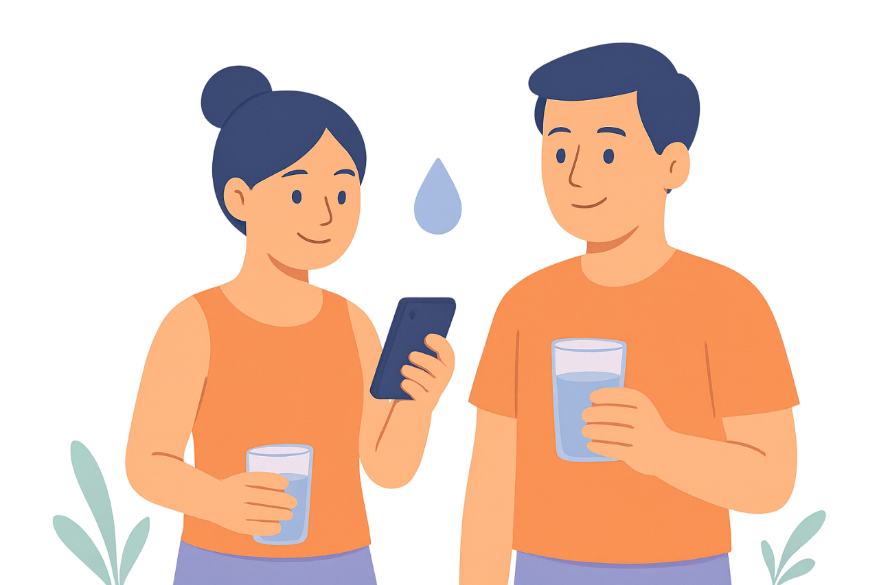 Cup being Filled with Water with People Talking